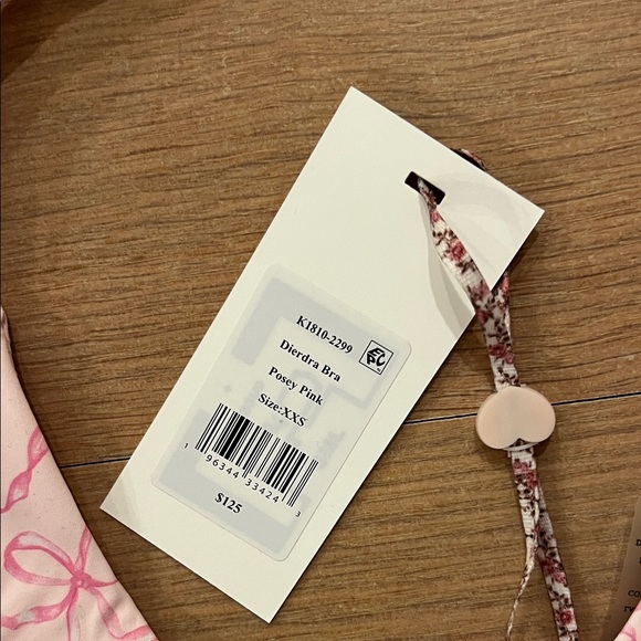 LoveShackFancy Light Pink Bow-Print Sports Bralette - Picture 2 of 3